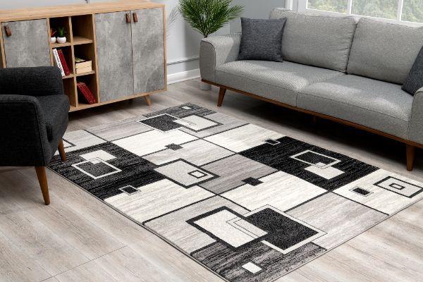 Montage Geometric Checkered Grey Rug