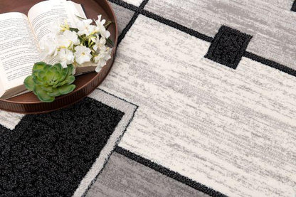 Montage Geometric Checkered Grey Rug