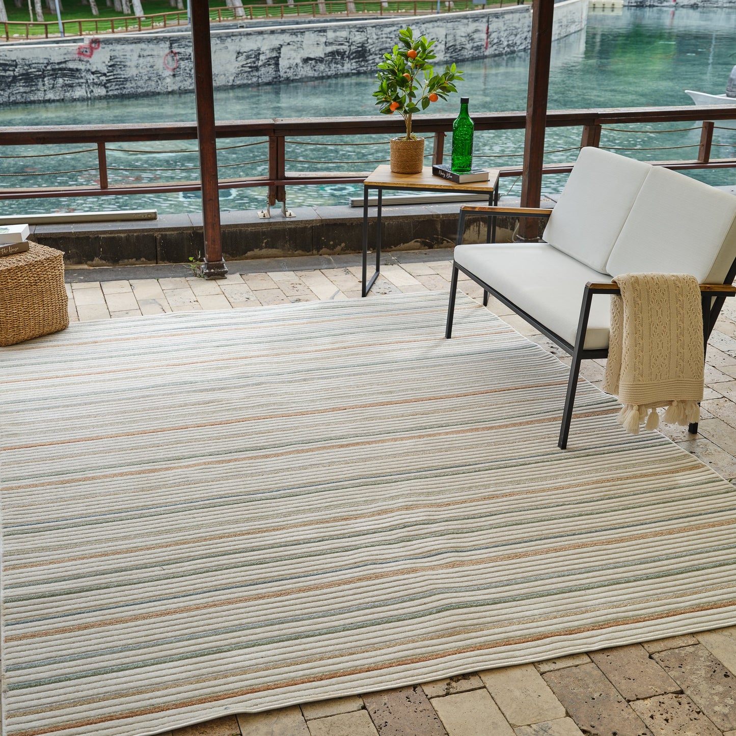 Alfombra Striped Modern Cream Rug - Area Rugs - Rug Branch