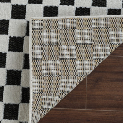 Maise Checkered Modern Black Rug