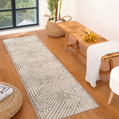 Tapis gris géométrique moderne Jules