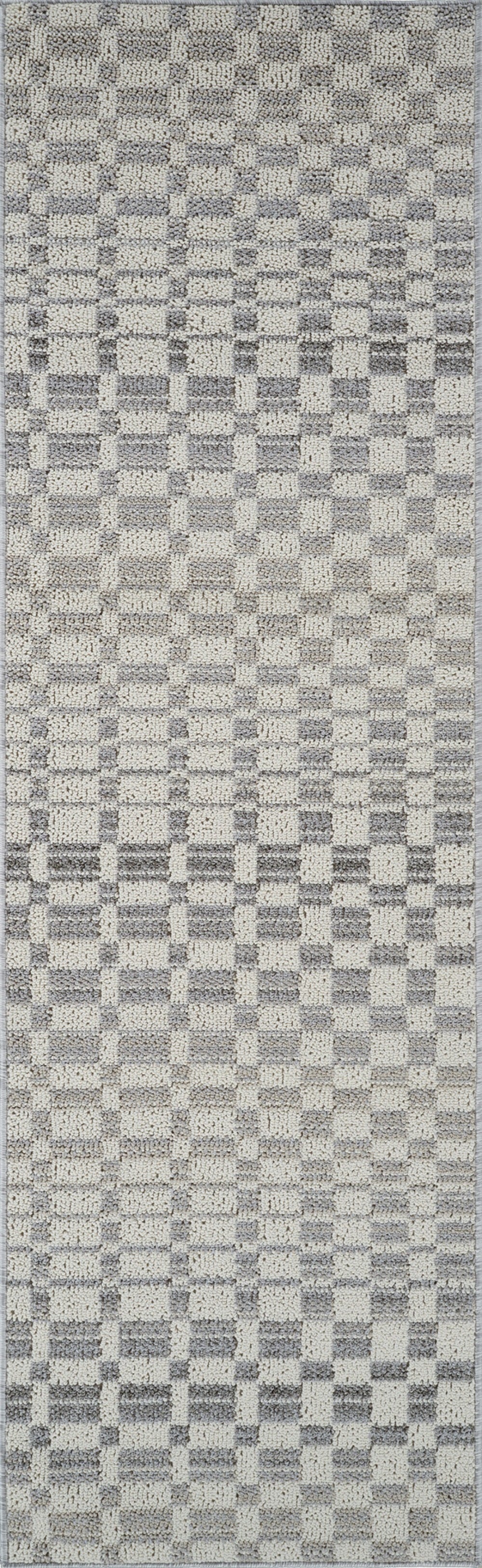 Tapis gris moderne à carreaux Jules