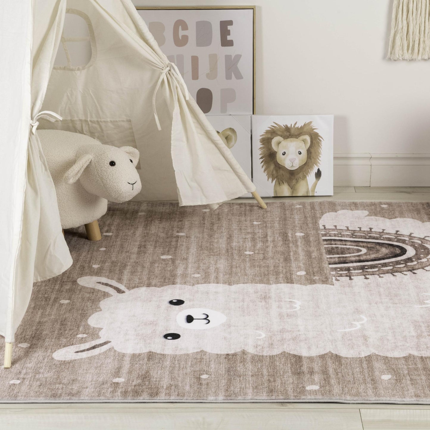 Tapis de jeu Soft Steps Playtime Lama, tapis doux marron