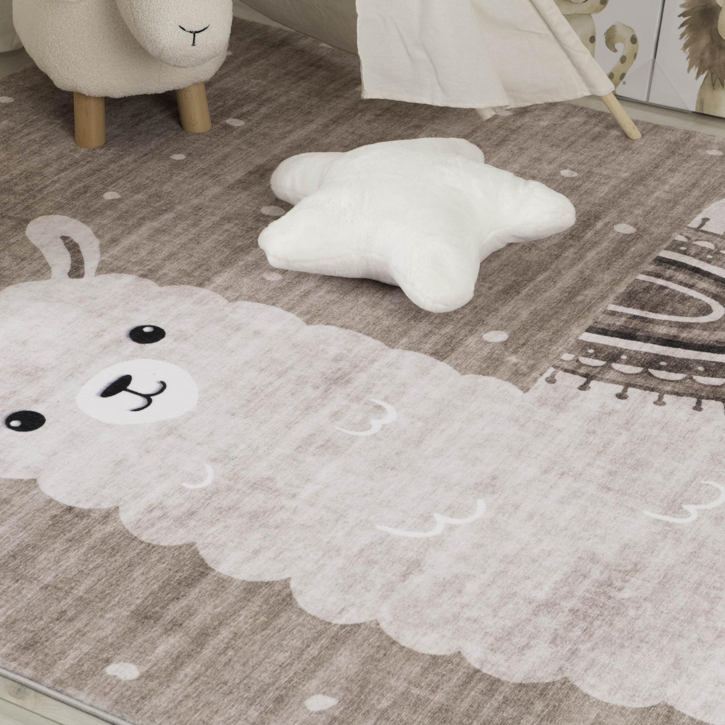 Tapis de jeu Soft Steps Playtime Lama, tapis doux marron