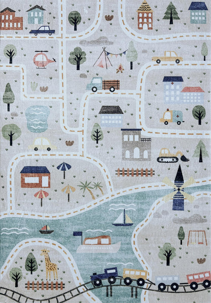 Soft Steps Playtime City Road Map, Educational Learning Playmat Blue Soft Rug