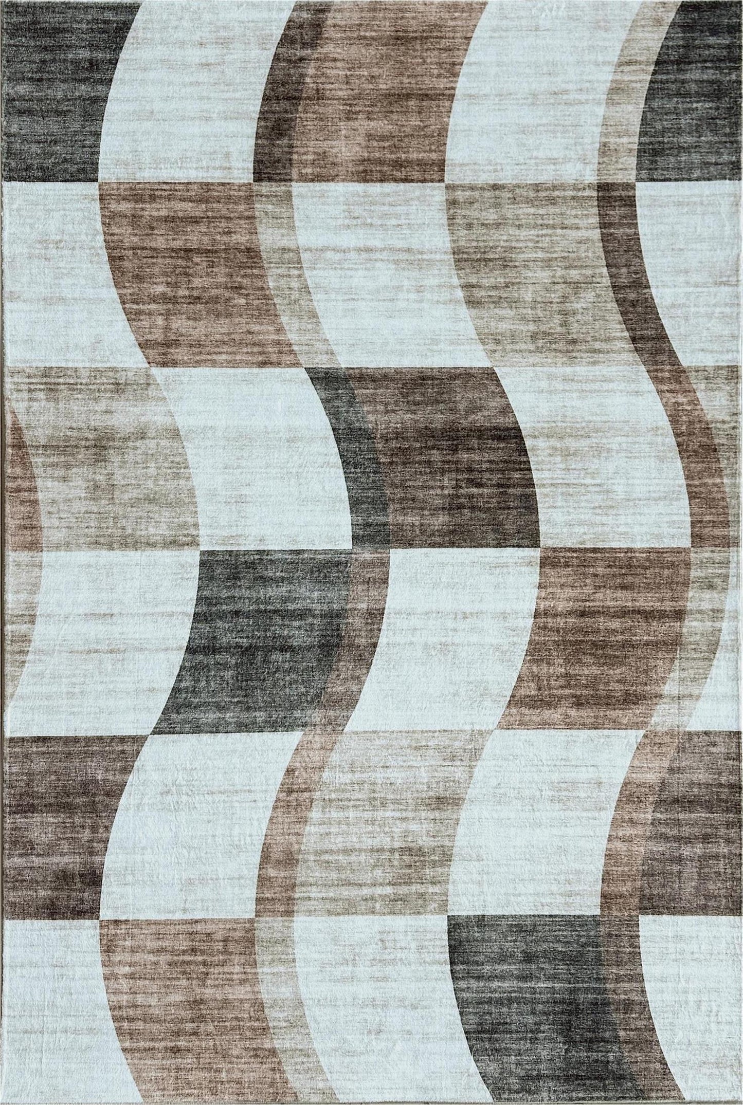 Eclipse Abstract Checkered Abstract Brown Rug