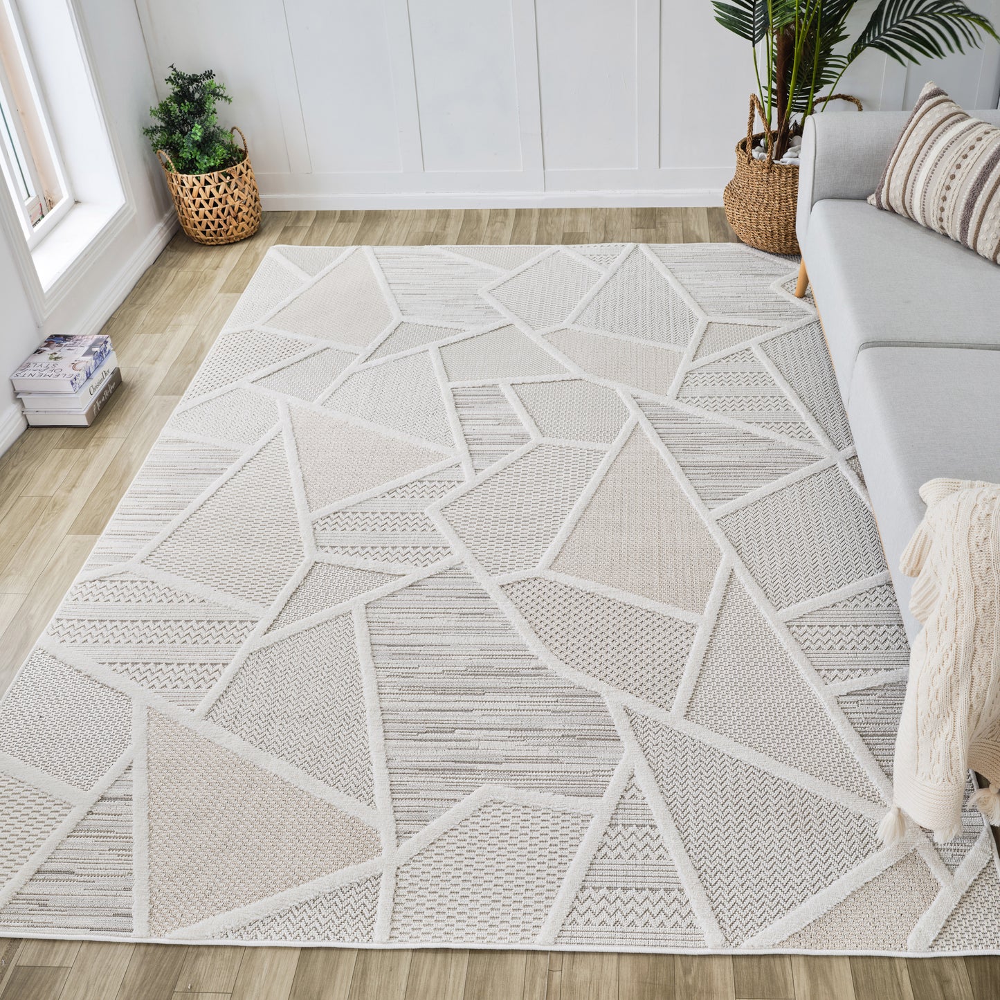 Tapis crème abstrait Maison Modern