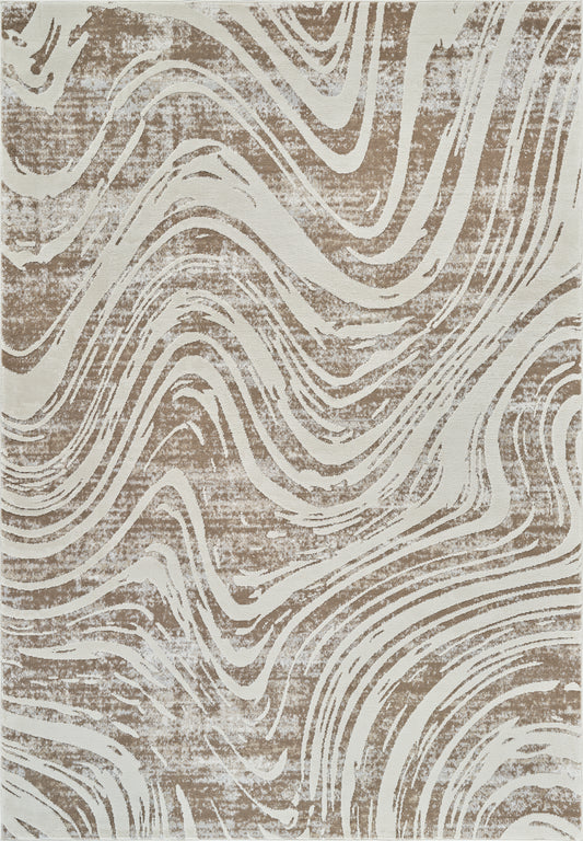 Tapis beige côtier abstrait Nomad