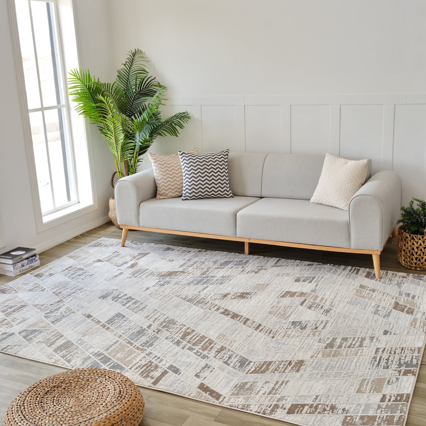 Tapis beige moderne abstrait Nomad