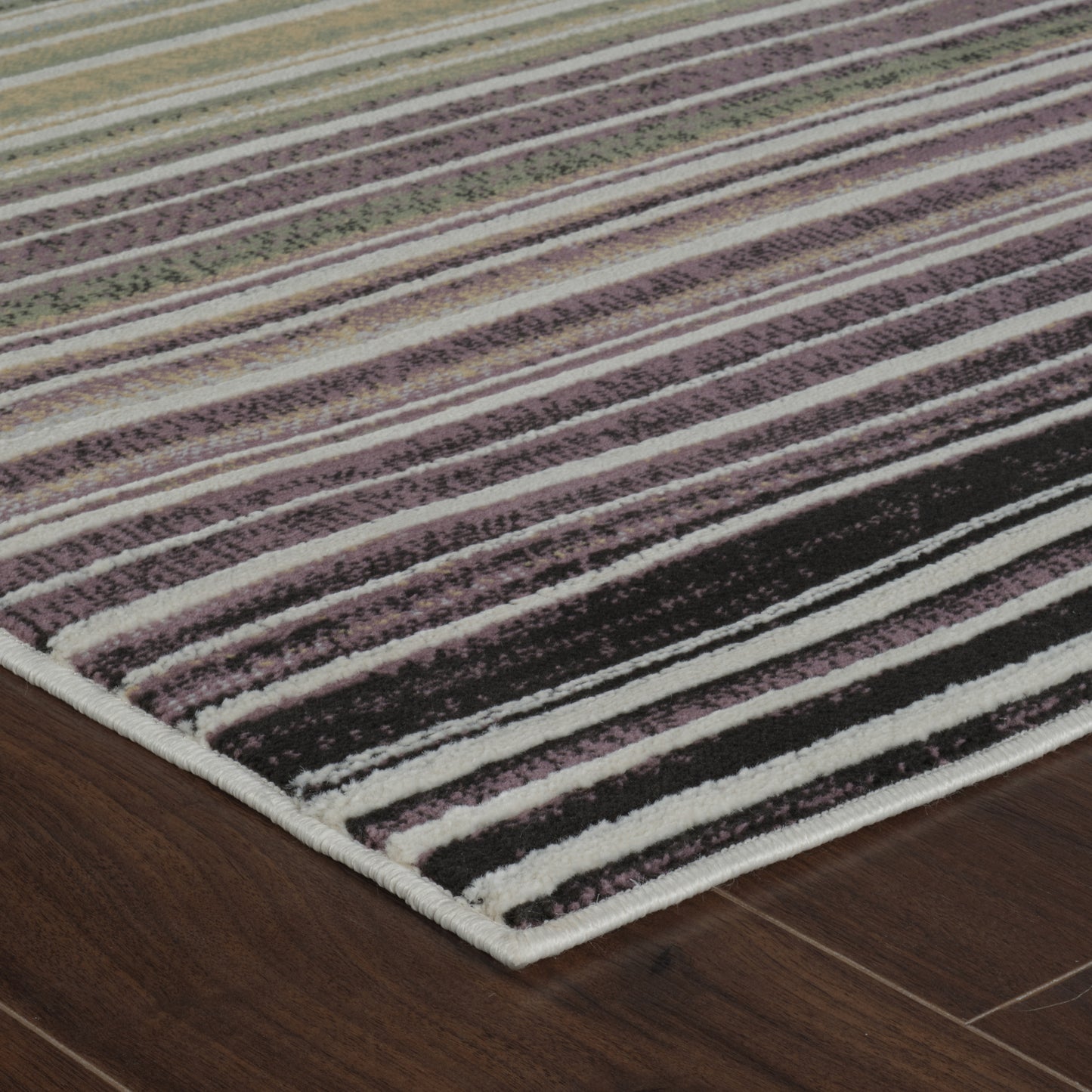 Tapis beige moderne à rayures Nomad