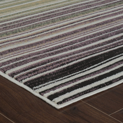 Tapis beige moderne à rayures Nomad