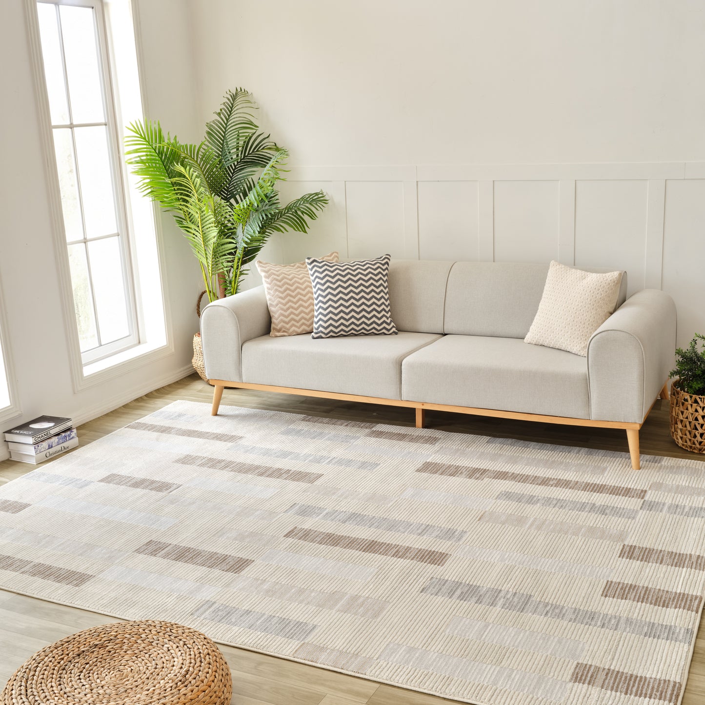 Tapis beige moderne abstrait Nomad