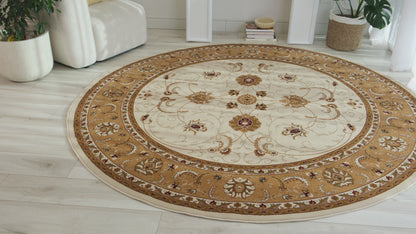 Tapis persan traditionnel beige majestueux