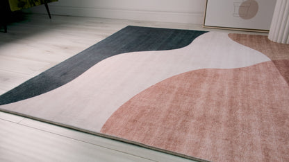 Tapis crème géométrique abstrait Eclipse