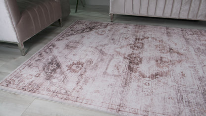 Tapis traditionnel marron vieilli Aruba