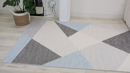 Eclipse Mid-Century Modern Abstract Blue Rug