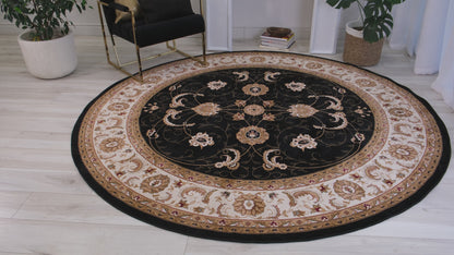 Majestic Persian Traditional Black Rug