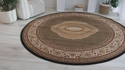 Tapis noir traditionnel marocain majestueux