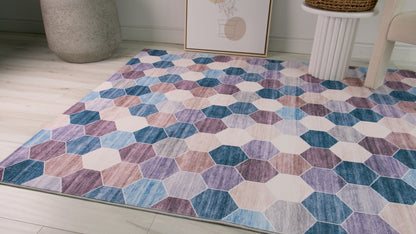 Tapis violet géométrique à carreaux Eclipse