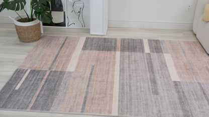 Eclipse Mid-Century Modern Geometric Brown Rug