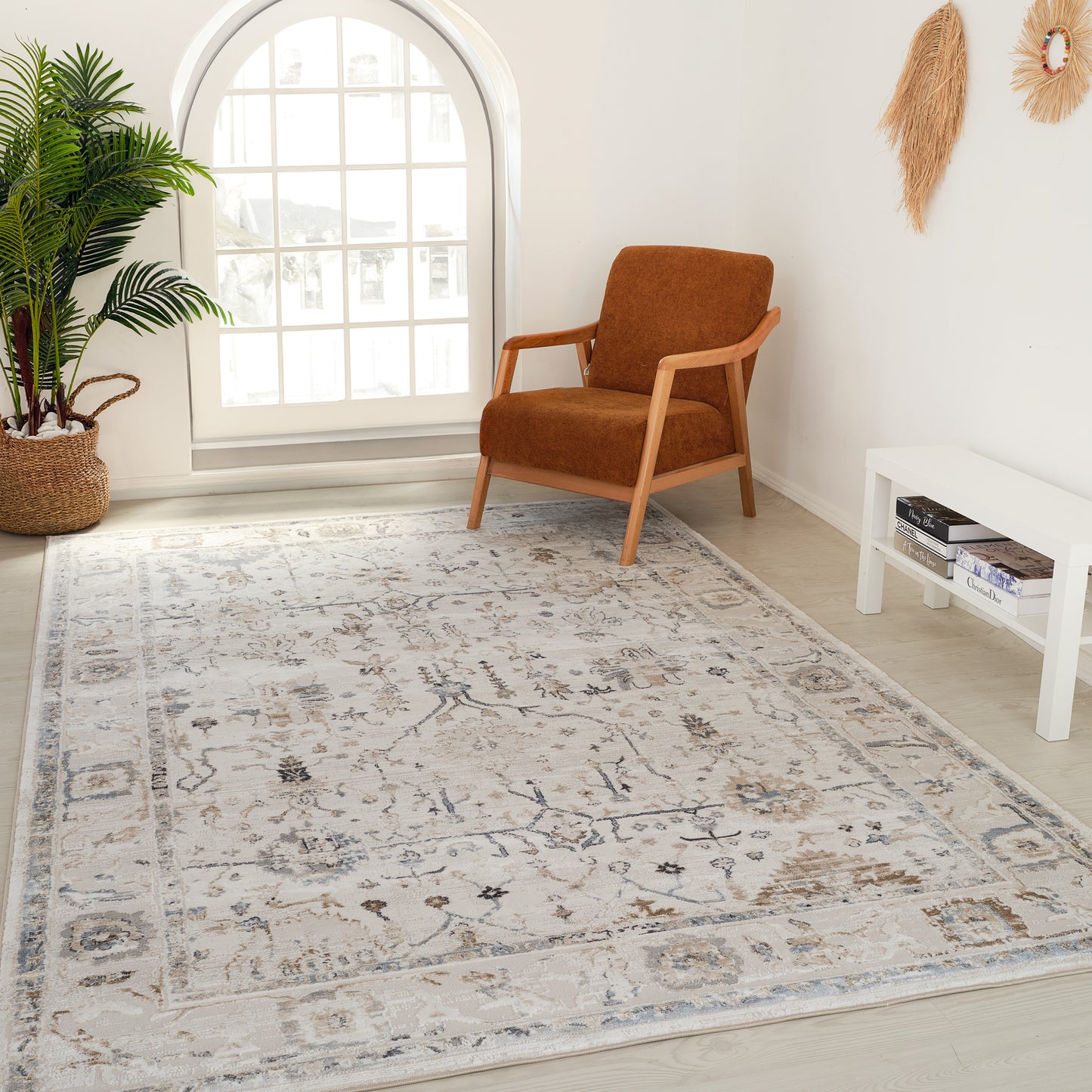 Atlas Scandinavian Distressed Beige Rug