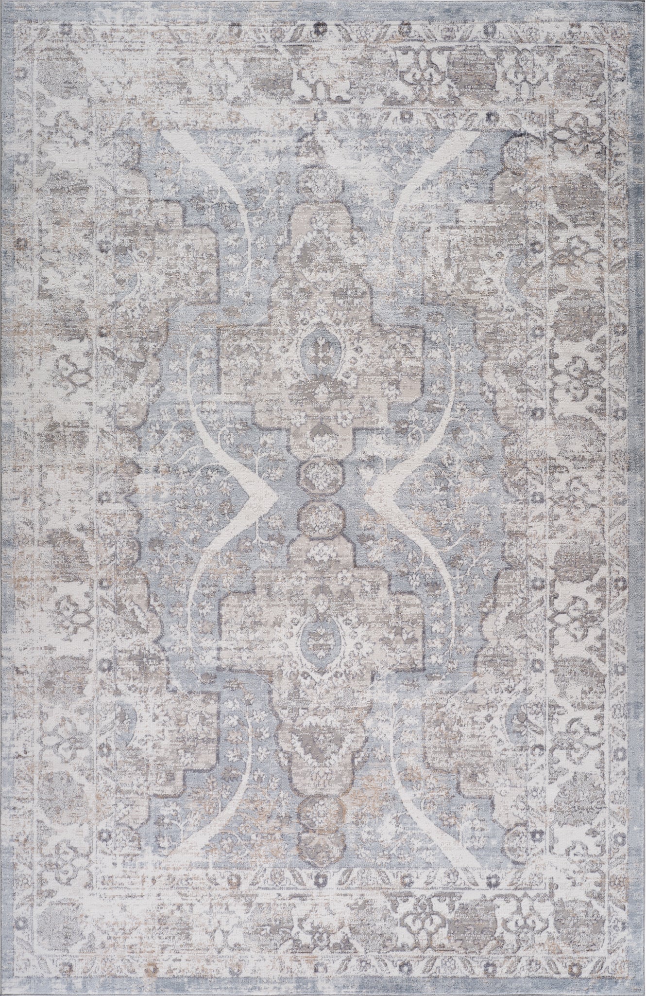 Tapis bleu moderne vintage Atlas