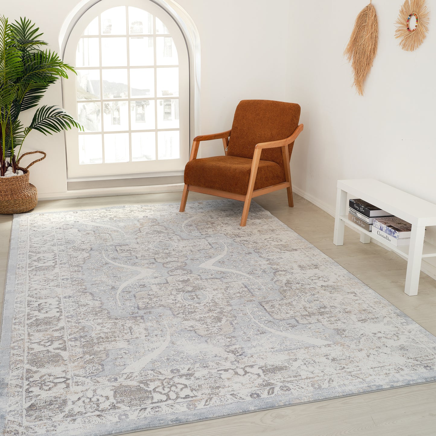 Tapis bleu moderne vintage Atlas