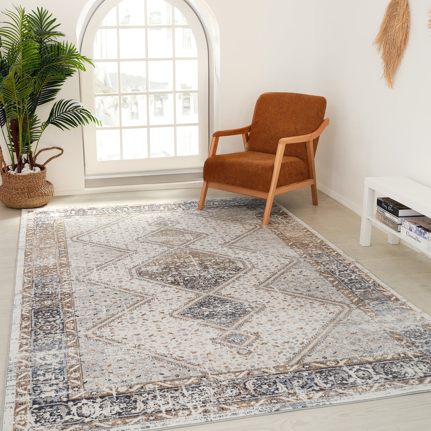 Tapis persan beige vieilli Atlas