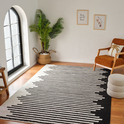 Domus Abstract Modern Cream Black Rug