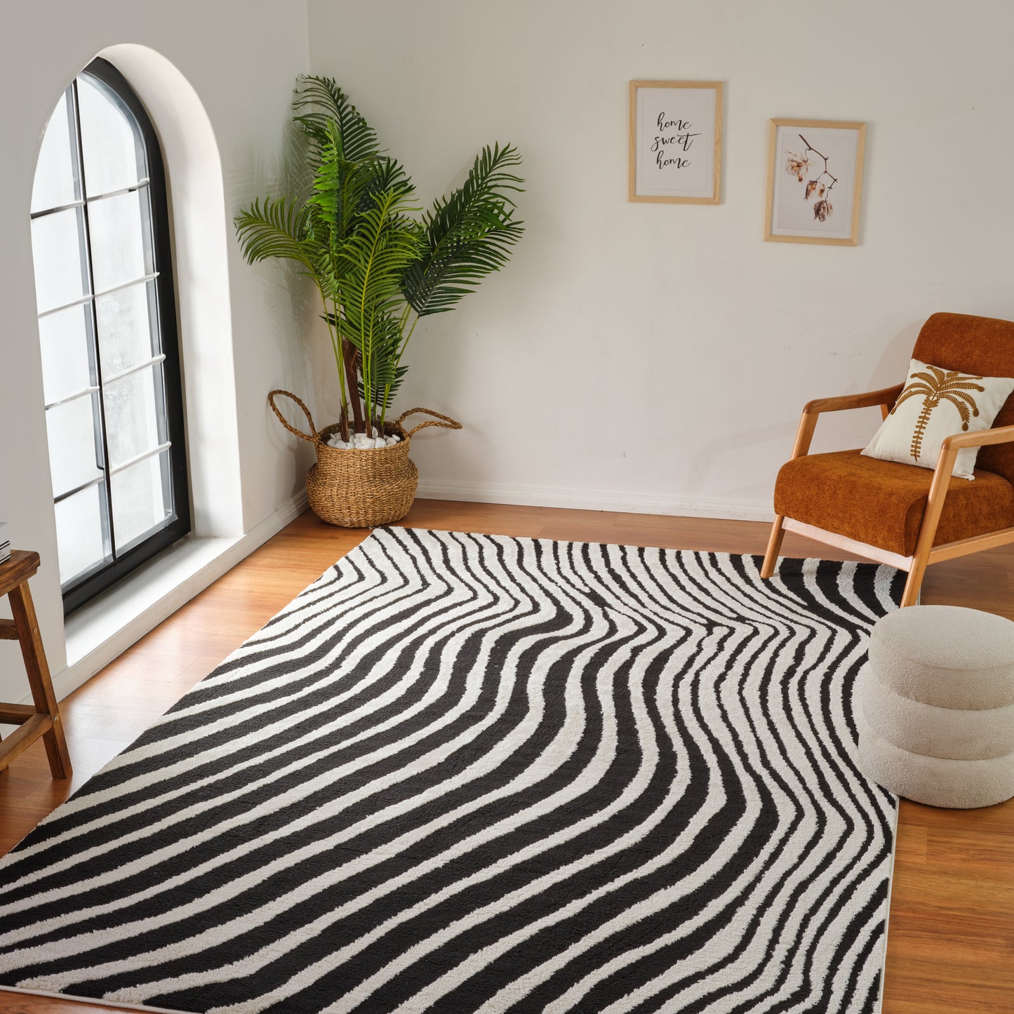 Domus Zebra Print Modern Black White Rug