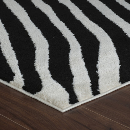 Tapis moderne Domus Zebra Print noir et blanc