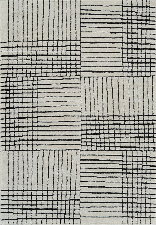 Domus Abstract Modern Cream Black Rug