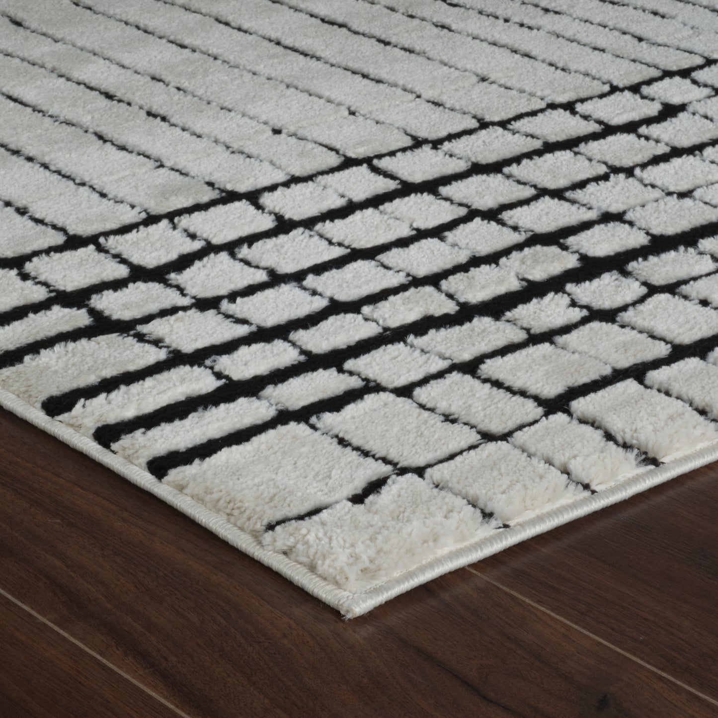 Domus Abstract Modern Cream Black Rug