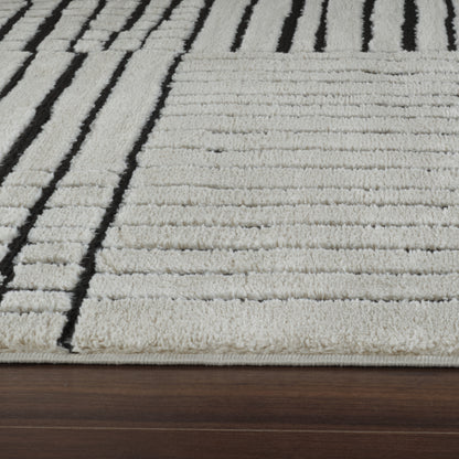 Domus Abstract Modern Cream Black Rug