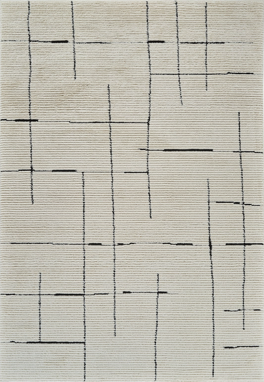 Domus Abstract Modern Cream Black Rug