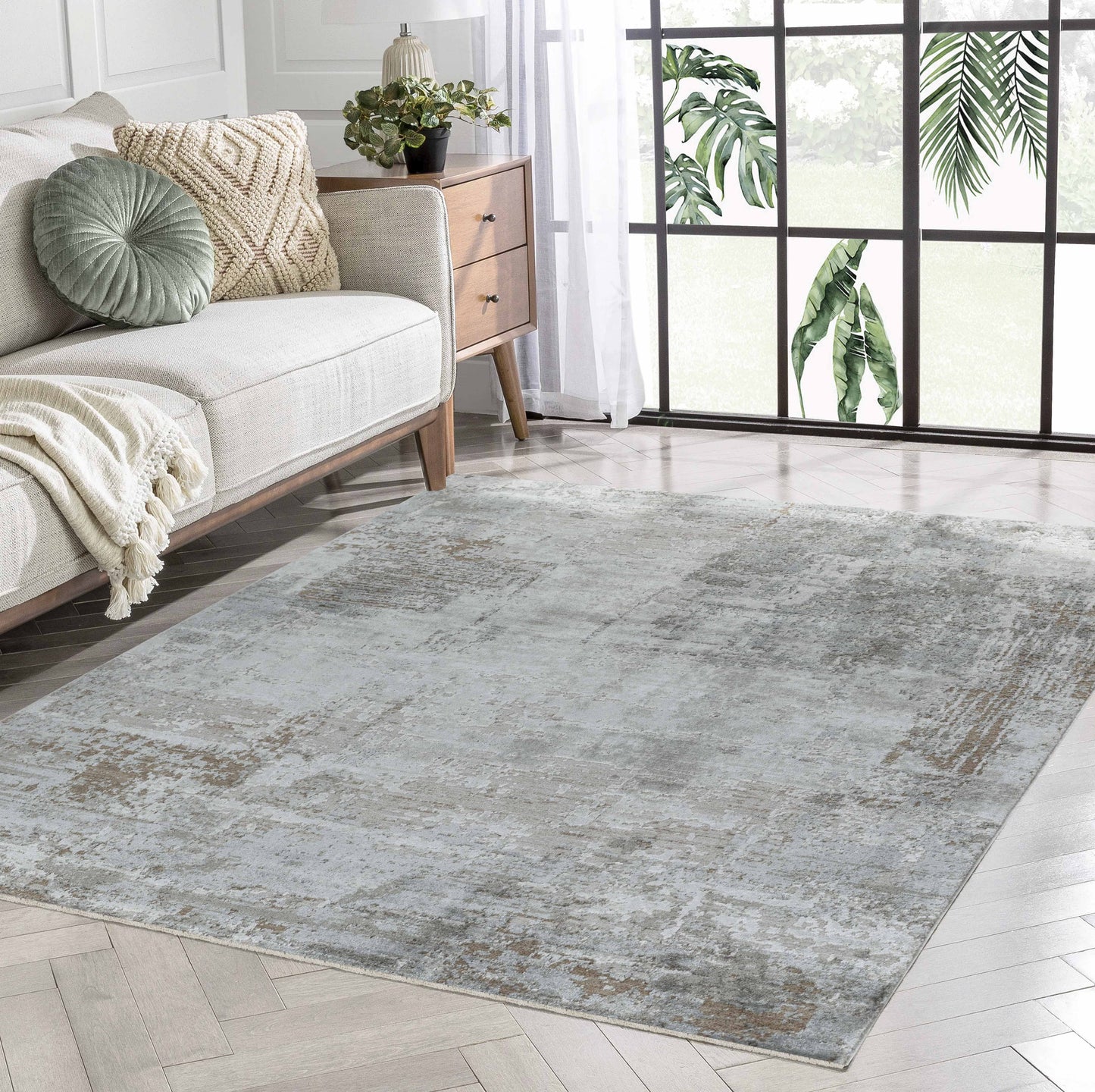 Tapis moderne beige tempête Melo