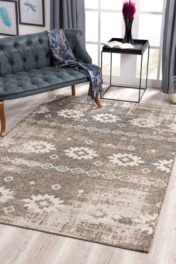 Vista Collection Modern Ikat Area Rug and Runner, Beige