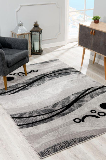 Montage Collection Modern Abstract Area Rug and Runner, Grey